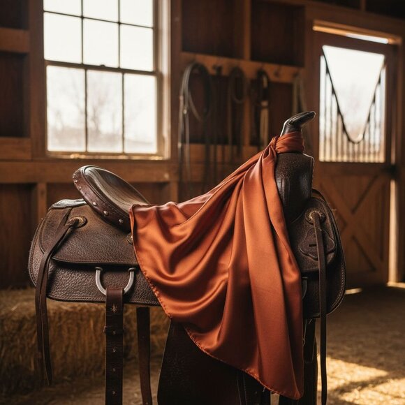 Rust Wild Rag Scarf 35x35 Satin Western Cowgirl Cowboy Bandana - Picture 8 of 10